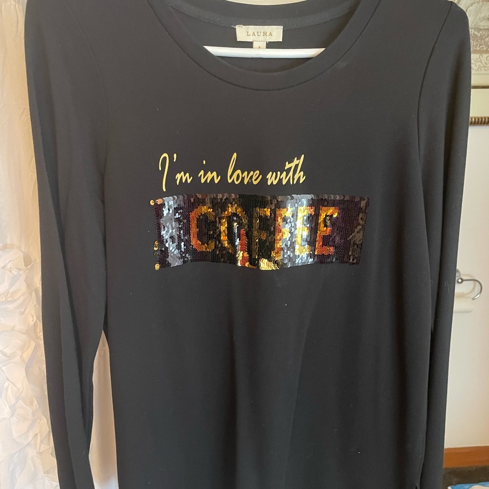 Laura Black Sequin Coffee Sweater